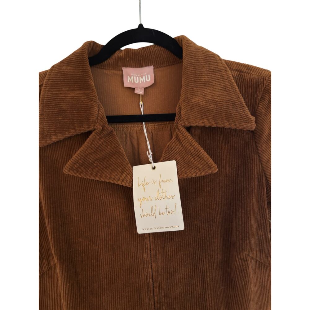 Show Me Your Mumu Outlaw Full-Zip Corduroy Romper, L, Saddle Brown | NEW! - Picture 4 of 5